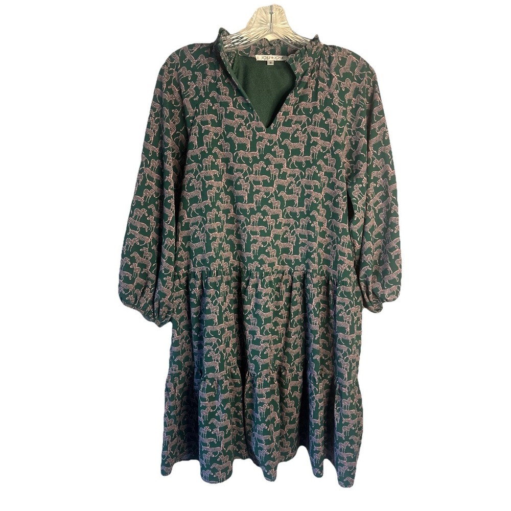Joy Joy Women's Green Pink Zebra Dress Size M